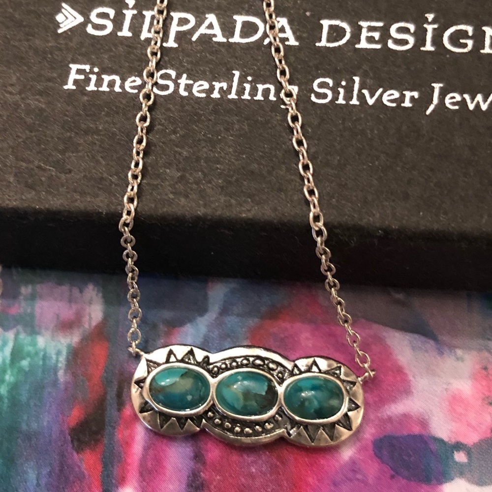Silpada Sterling Silver and Turquoise “Sail Away” Necklace N3246
